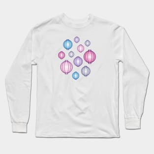 Lanterns | Mid Autumn Festival | Blue Pink Purple | White Long Sleeve T-Shirt